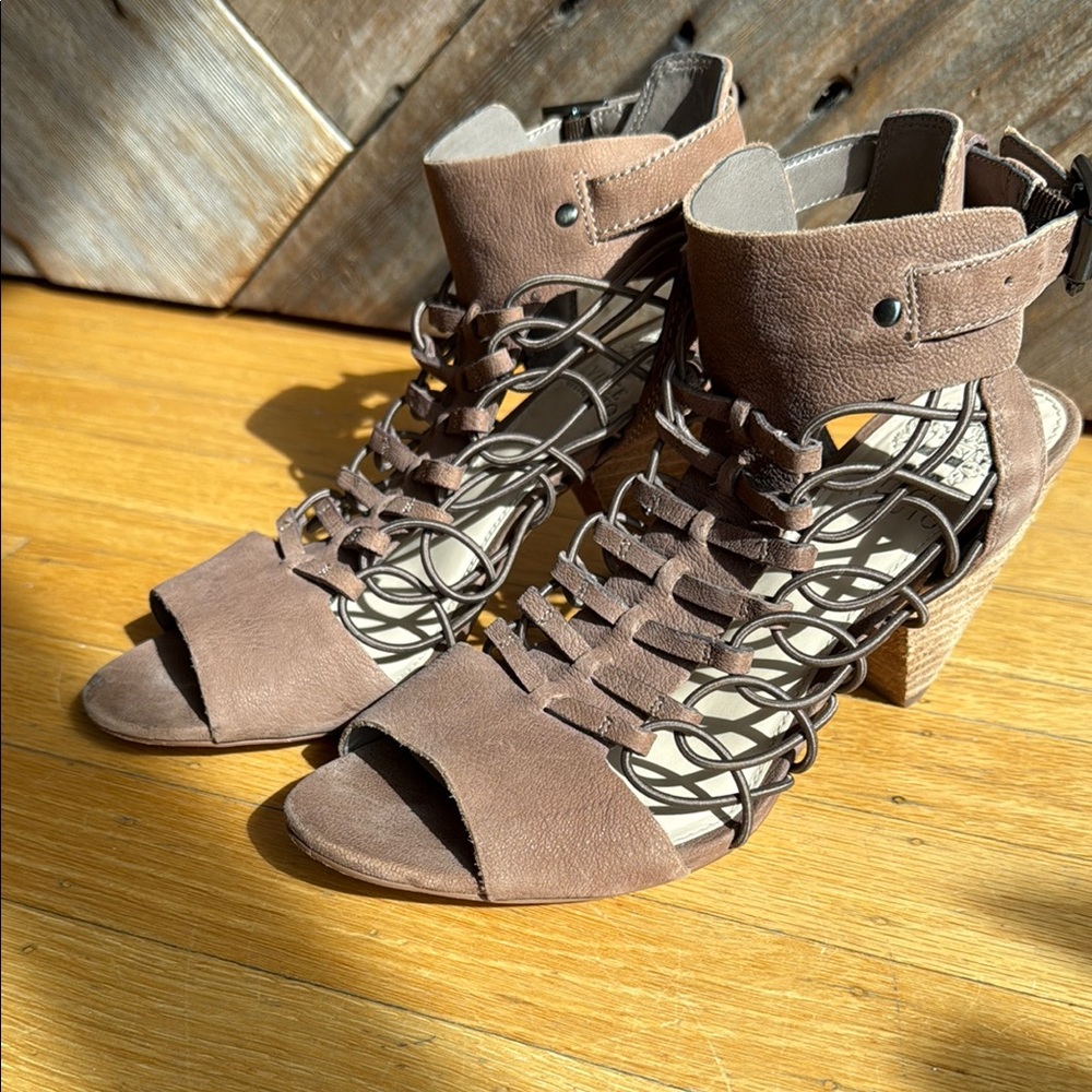 Vince Camuto Brown Cage Heels